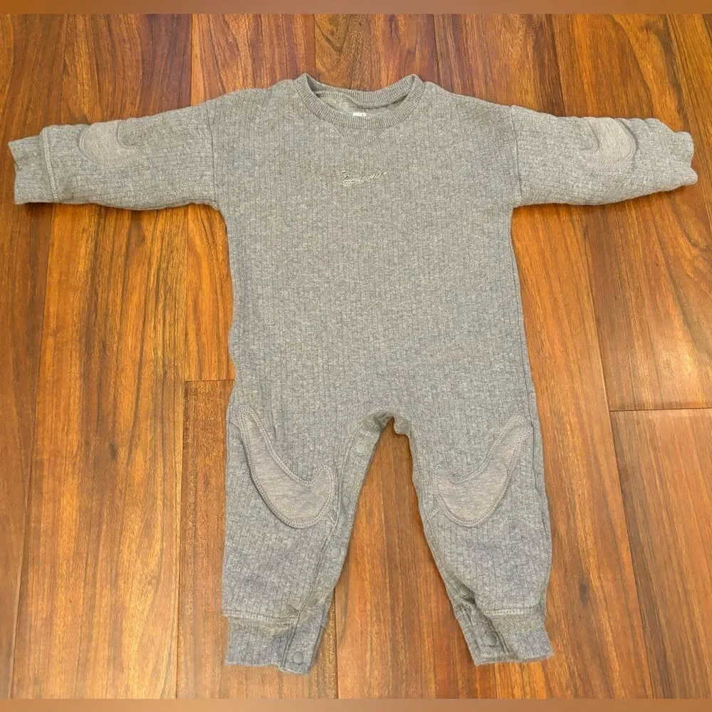 Nike Grey Ribbed Embroidered Swoosh Jumpsuit